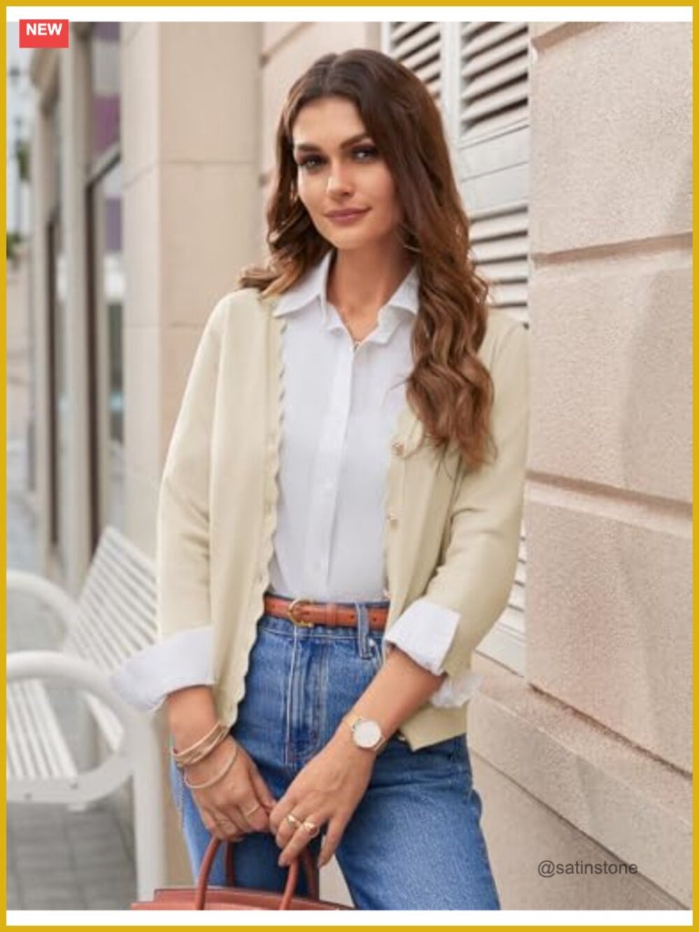 Lightweight 3/4 Sleeve V-Neck Cardigan Shrug for Summer Layering - Picture 2 of 6